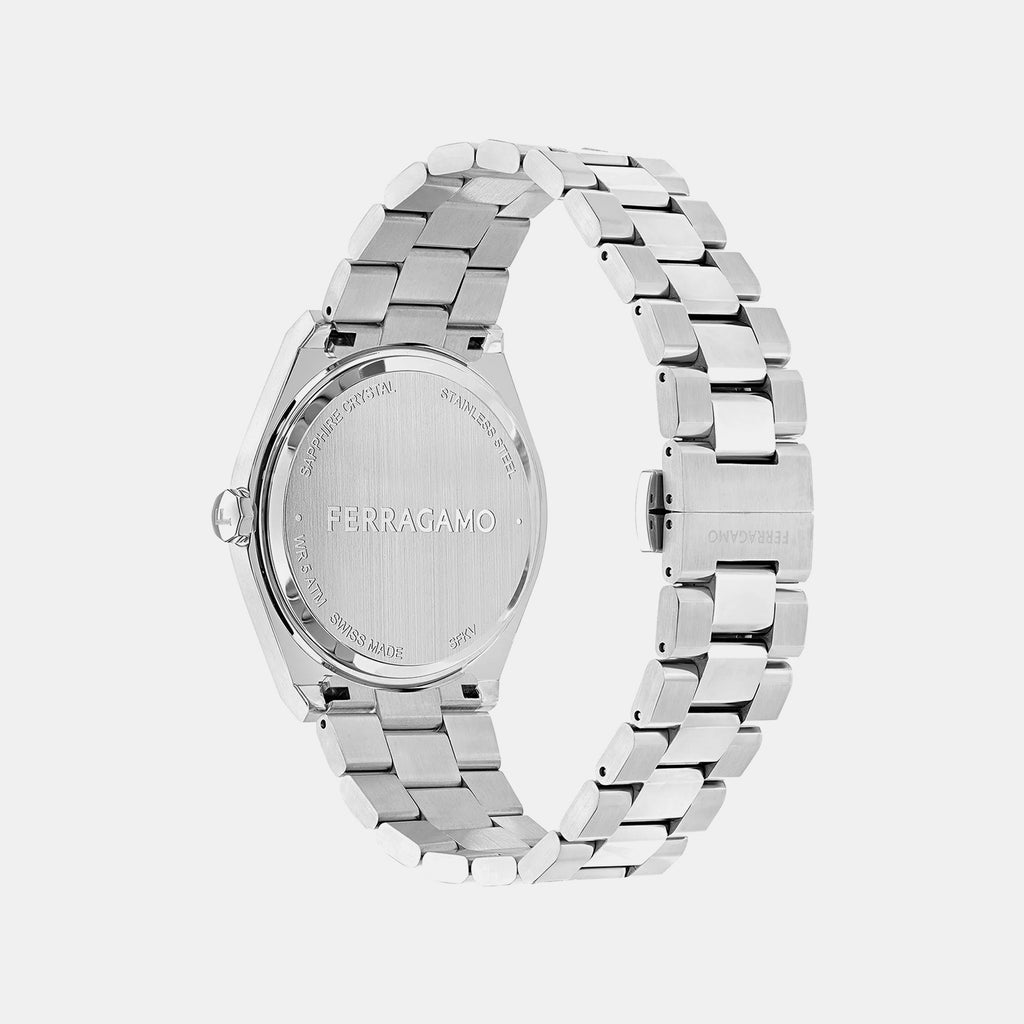 Men Quartz White Dial Chronograph Stainless Steel Watch SFYI00321