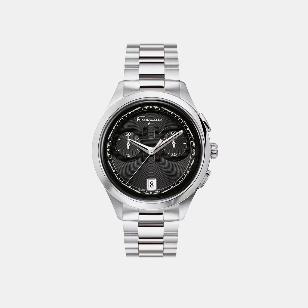 Men Quartz White Dial Chronograph Stainless Steel Watch SFYI00321