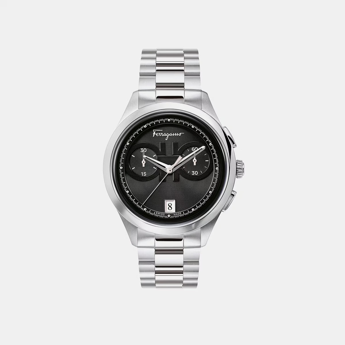 Men Quartz Black Dial Chronograph Stainless Steel Watch SFYI00321