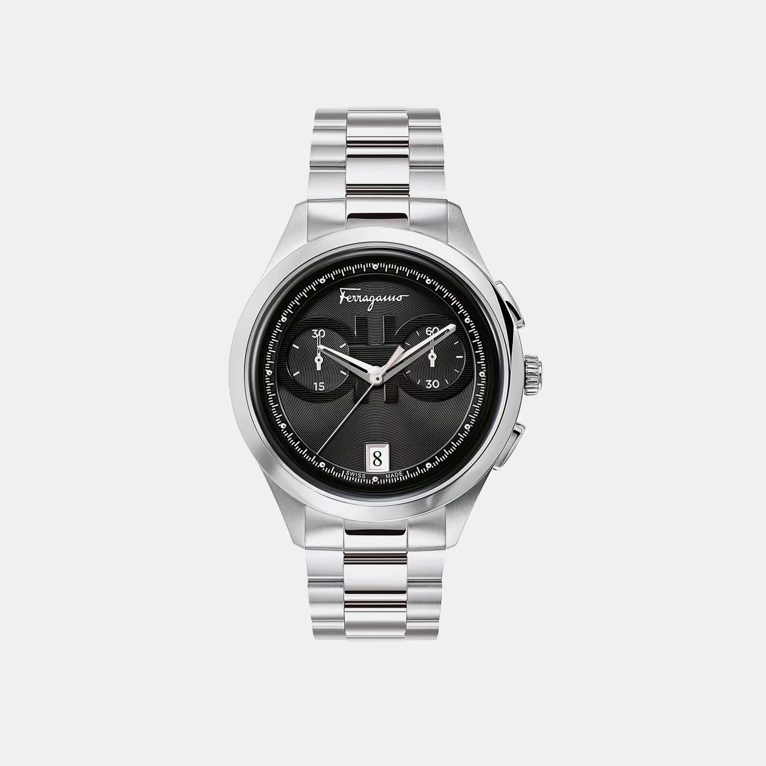 Men Quartz White Dial Chronograph Stainless Steel Watch SFYI00321