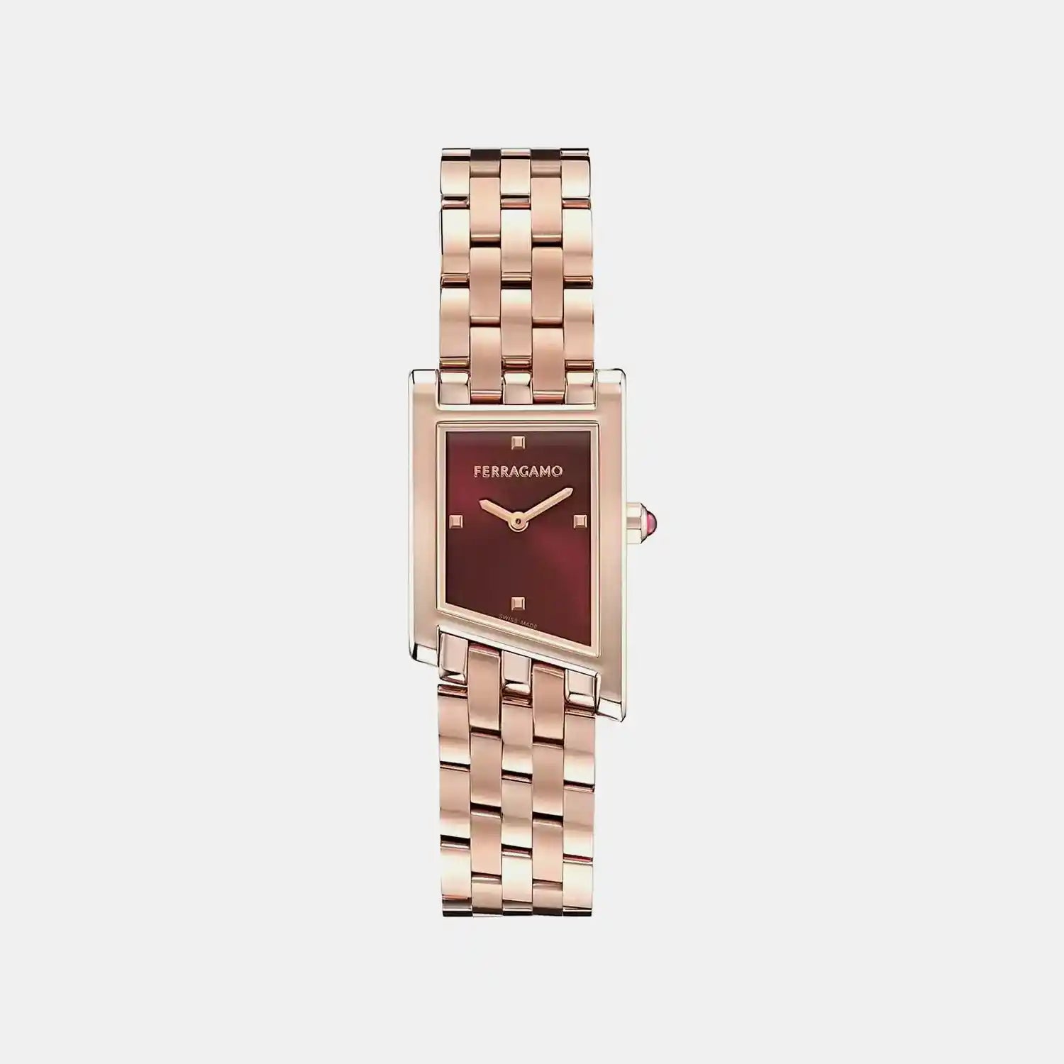 Women Quartz Burgundy Dial Analog Stainless Steel Watch SFYT00425