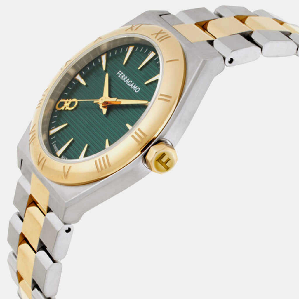 Women Quartz Green Dial Analog Stainless Steel Watch SFZB00324