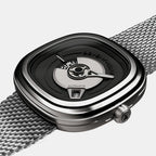 Pe Series Unisex Automatic Black Dial Analog Leather Watch PE1/01M