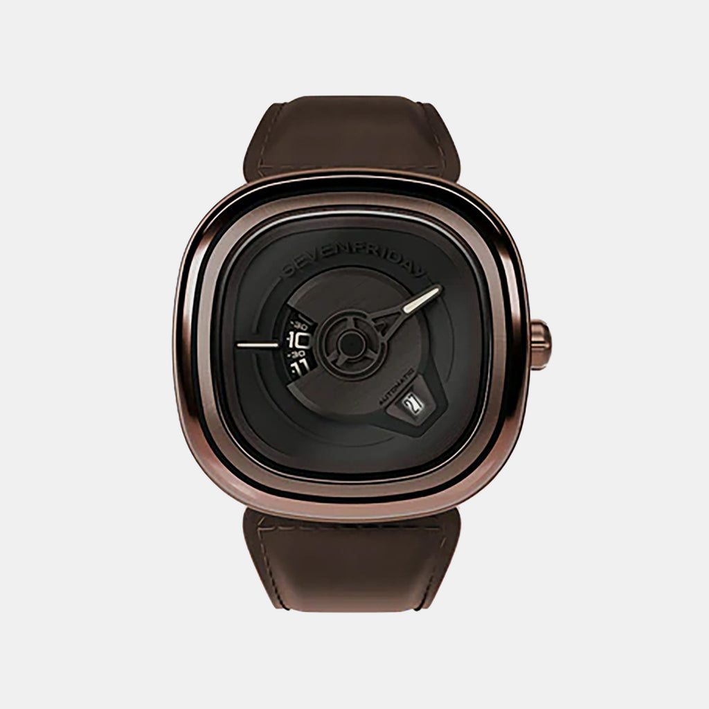 Pe Series Unisex Automatic Black Dial Analog Leather Watch PE2/01