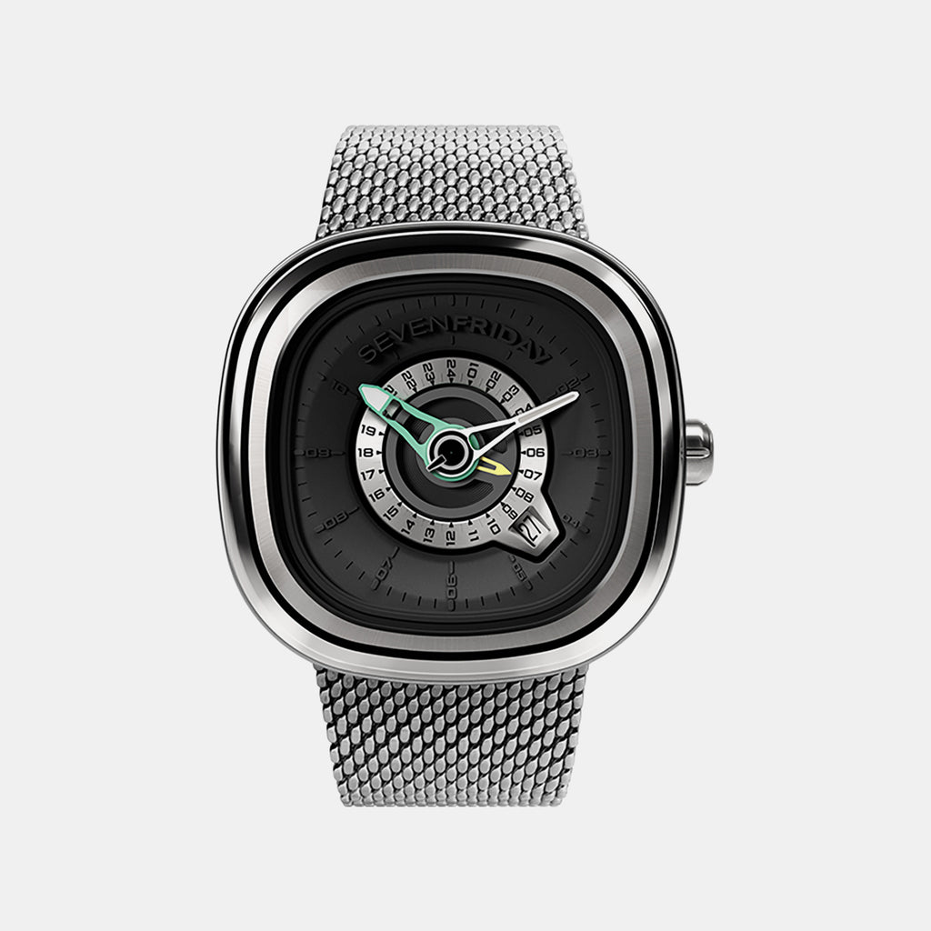 Pg Series Unisex Automatic Black Dial Analog Stainless Steel Watch PG1/01M