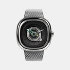 Pg Series Unisex Automatic Black Dial Analog Stainless Steel Watch PG1/01M