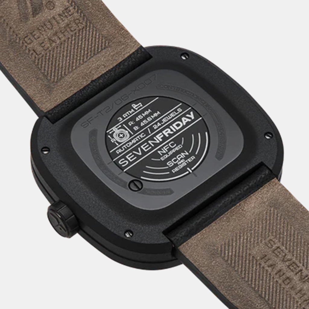 T Series Unisex Automatic Black Dial Analog Leather Watch T2/06