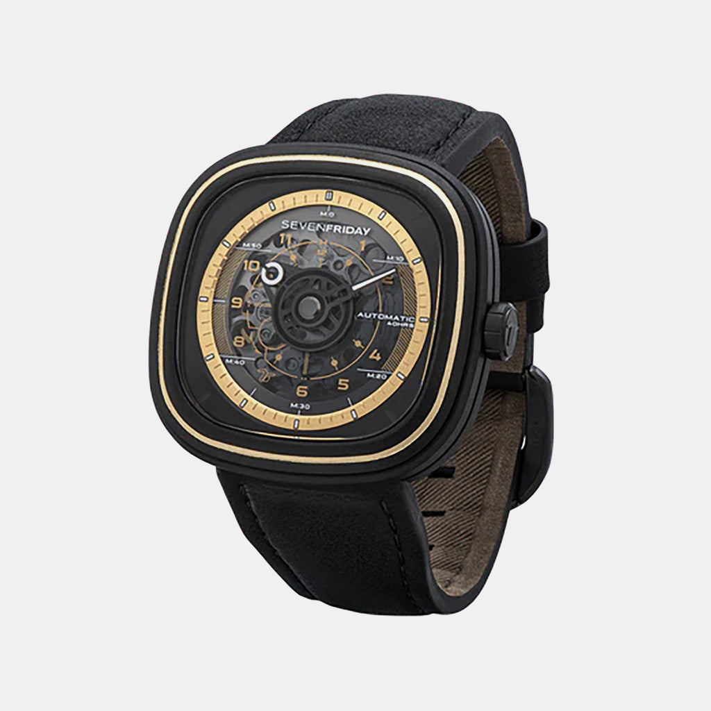 T Series Unisex Automatic Black Dial Analog Leather Watch T2/06