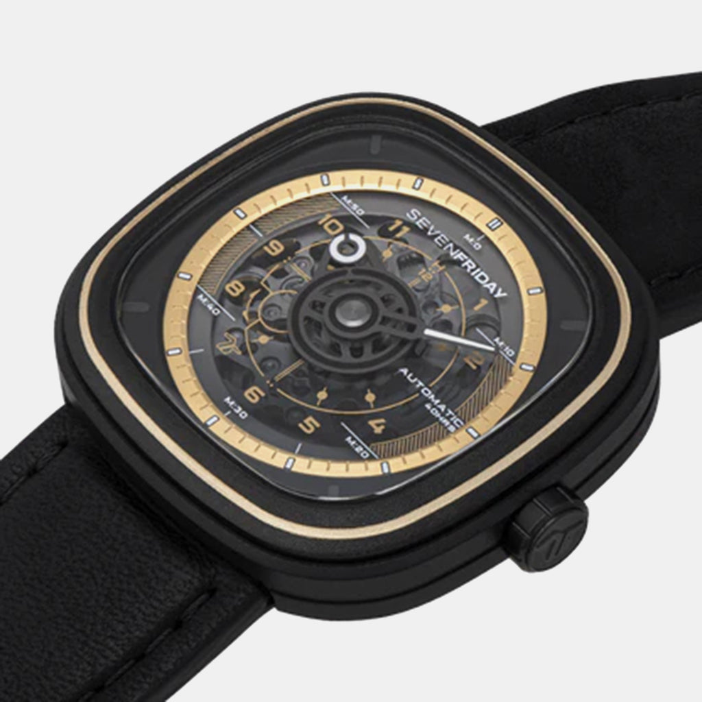 T Series Unisex Automatic Black Dial Analog Leather Watch T2/06