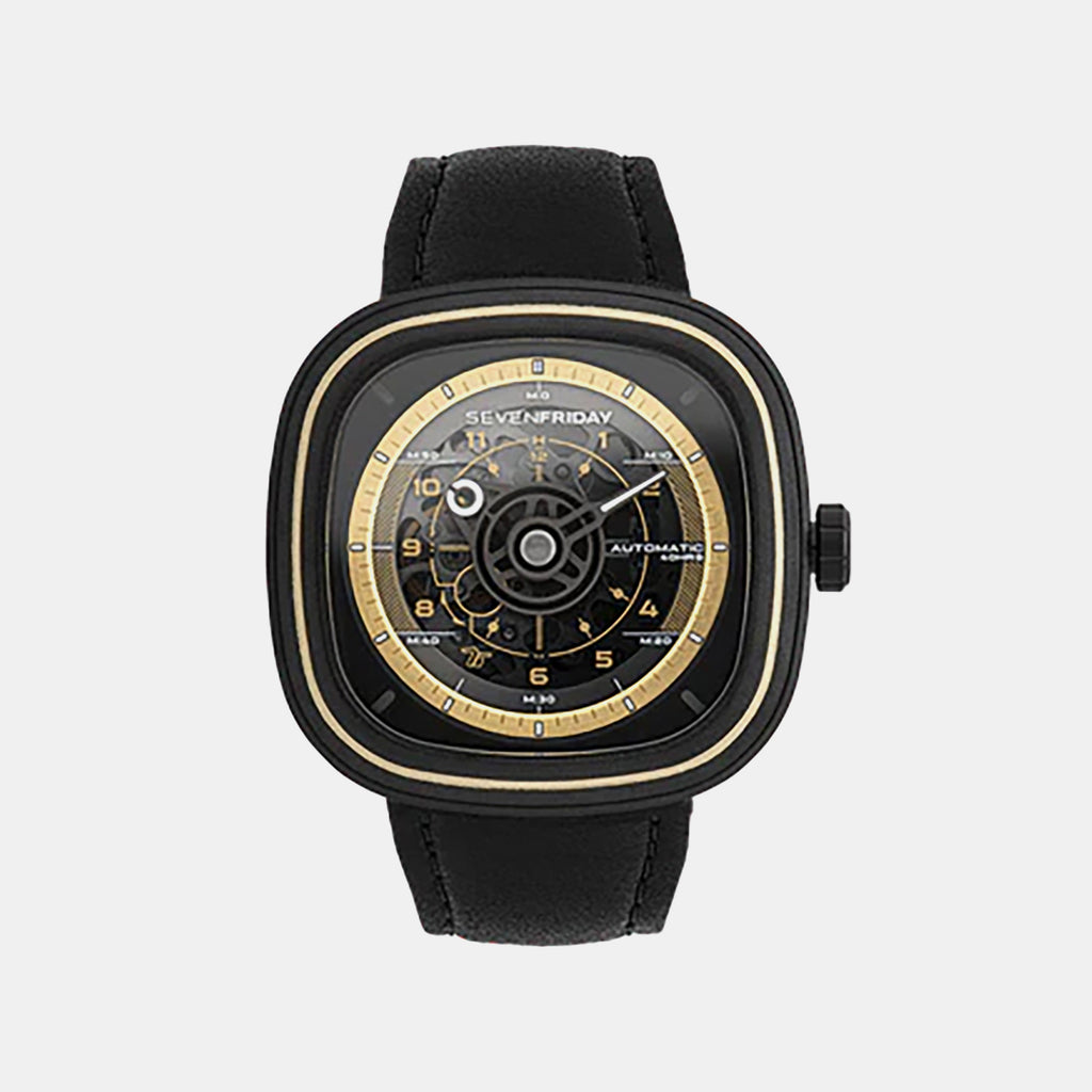 T Series Unisex Automatic Black Dial Analog Leather Watch T2/06