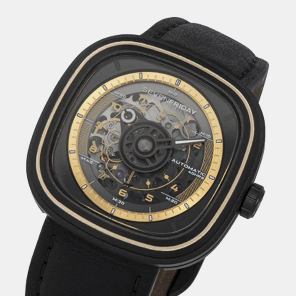 T Series Unisex Automatic Black Dial Analog Leather Watch T2/06