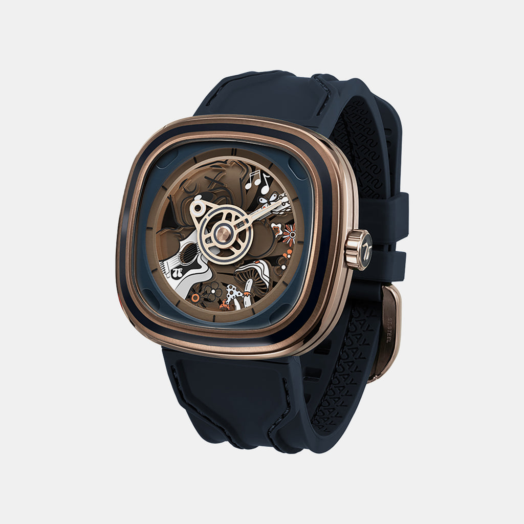 T Series Unisex Automatic Brown Dial Analog Leather Watch T2/08