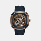 T Series Unisex Automatic Brown Dial Analog Leather Watch T2/08