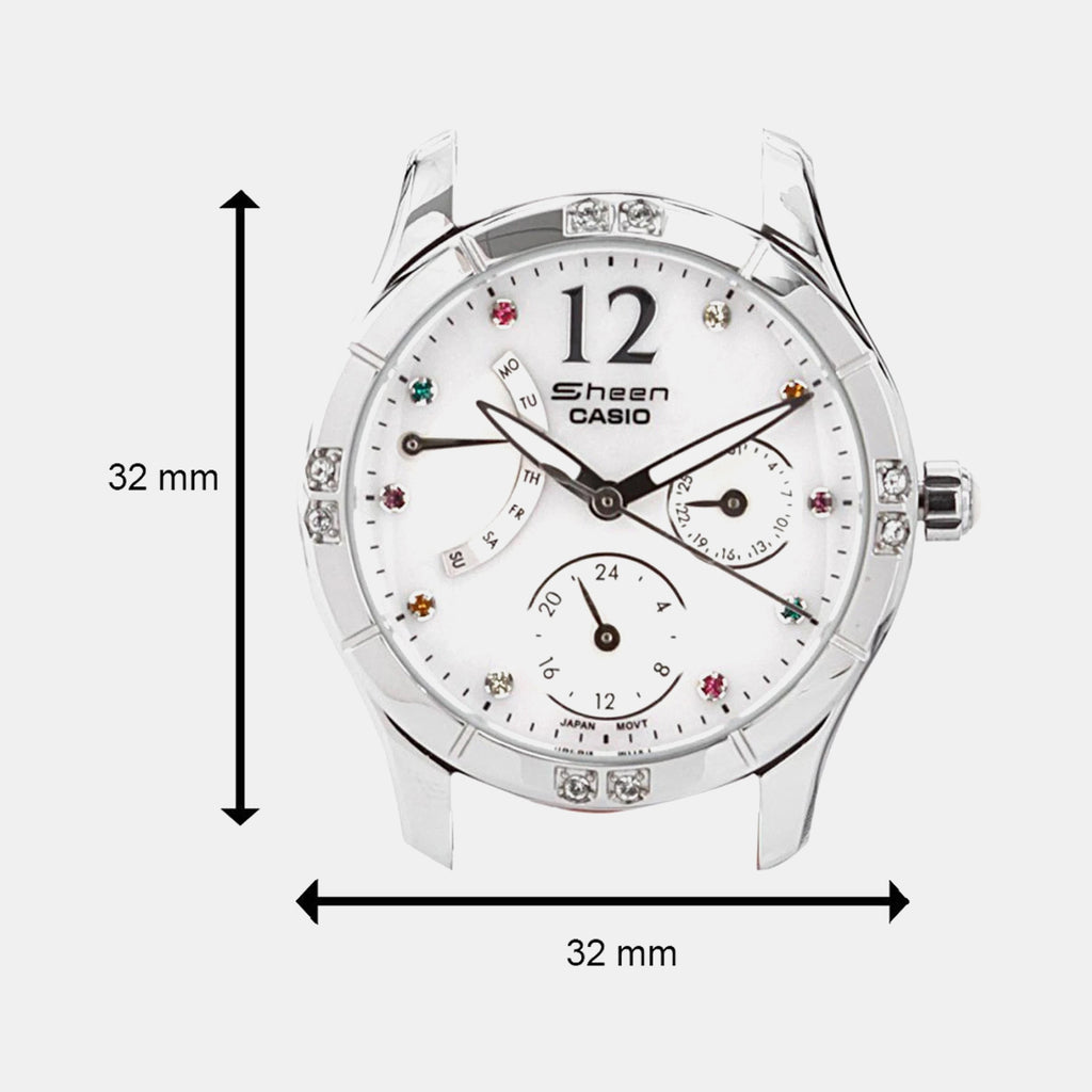 Sheen Women Quartz White Dial Multi-Function Leather Watch SH166