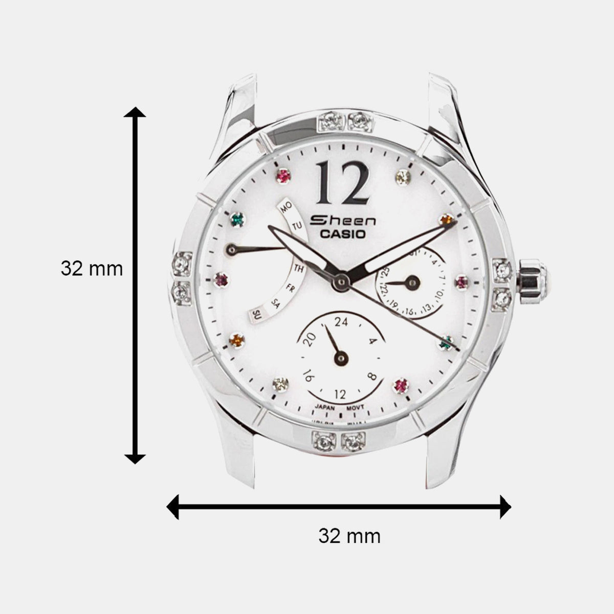 Sheen Women Quartz White Dial Multi-Function Leather Watch SH166