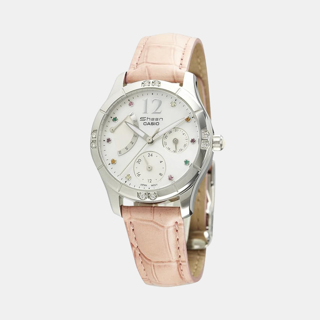 Sheen Women Quartz White Dial Analog Leather Watch SH166