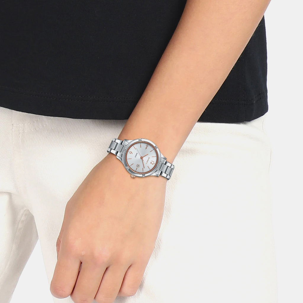 Sheen Women Quartz White Dial Analog Stainless Steel Watch SH205