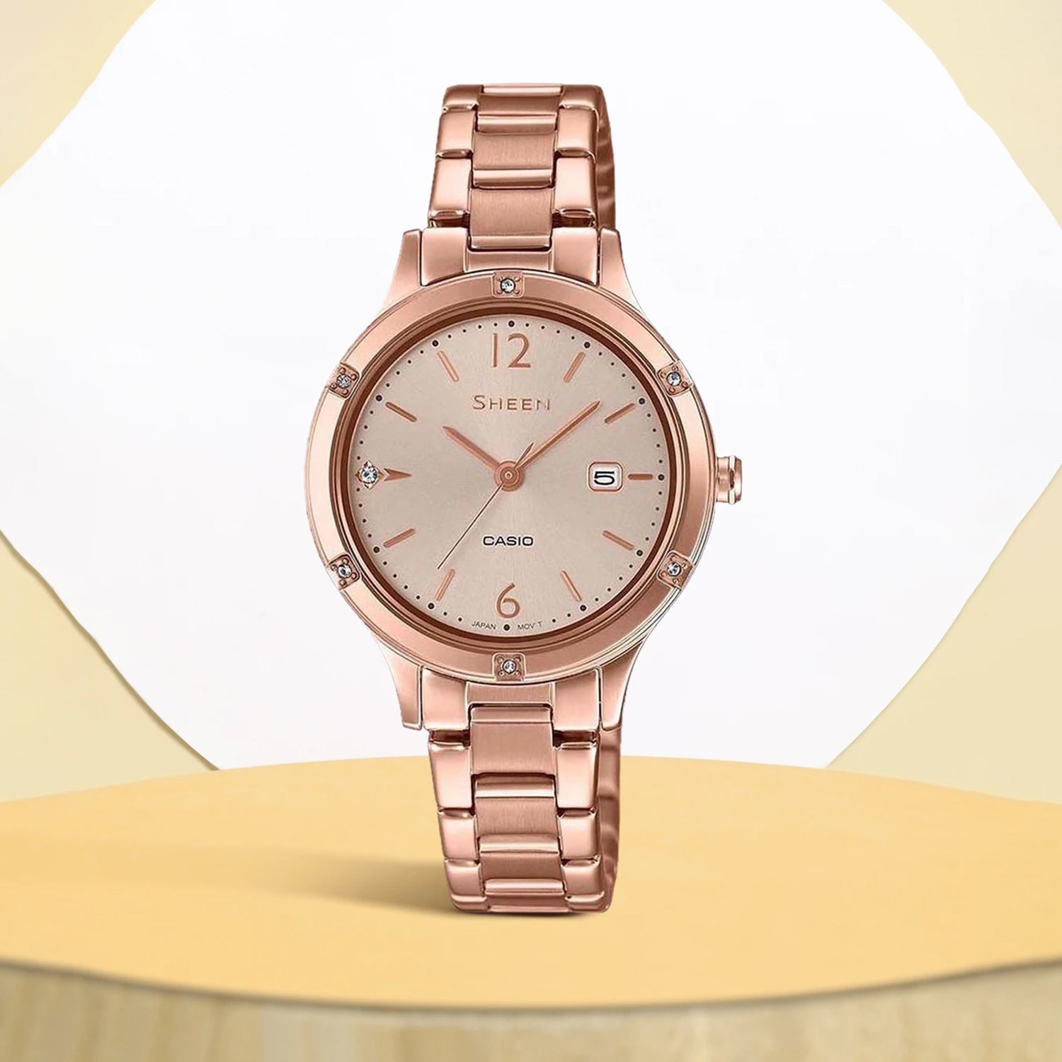 Sheen Women Quartz Pink Dial Analog Stainless Steel Watch SH206
