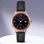 Sheen Women Quartz Black Dial Analog Leather Watch SH207