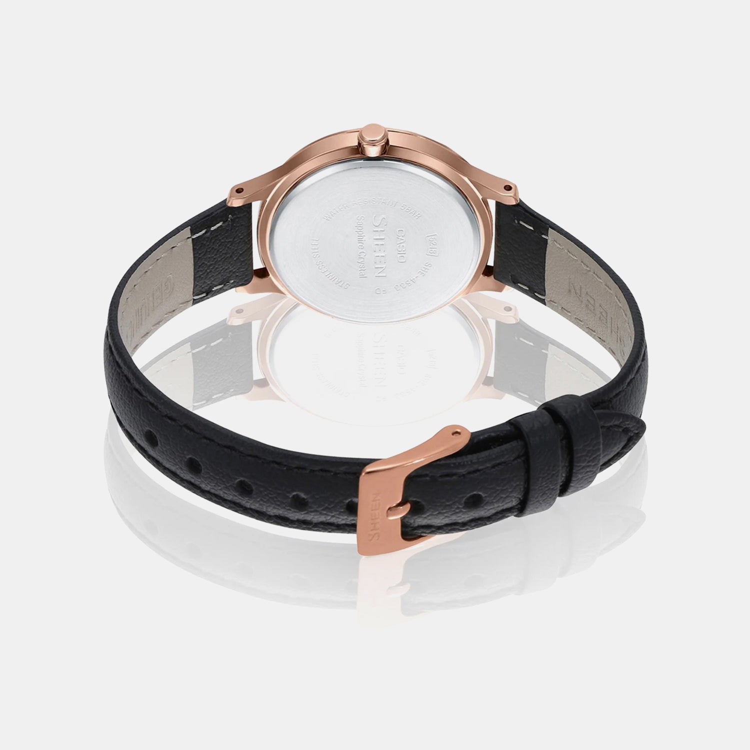 Sheen Women Quartz Black Dial Analog Leather Watch SH207