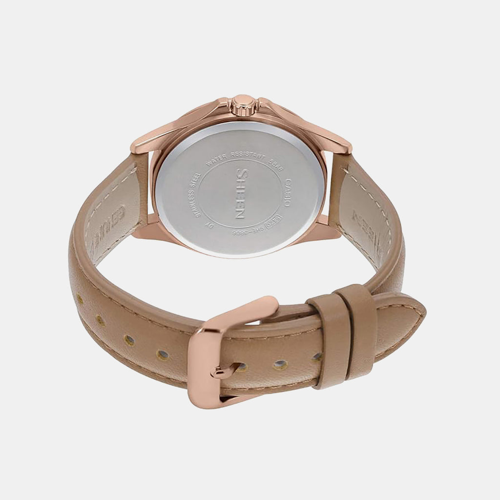 Sheen Women Quartz Gold Dial Chronograph Leather Watch SH214