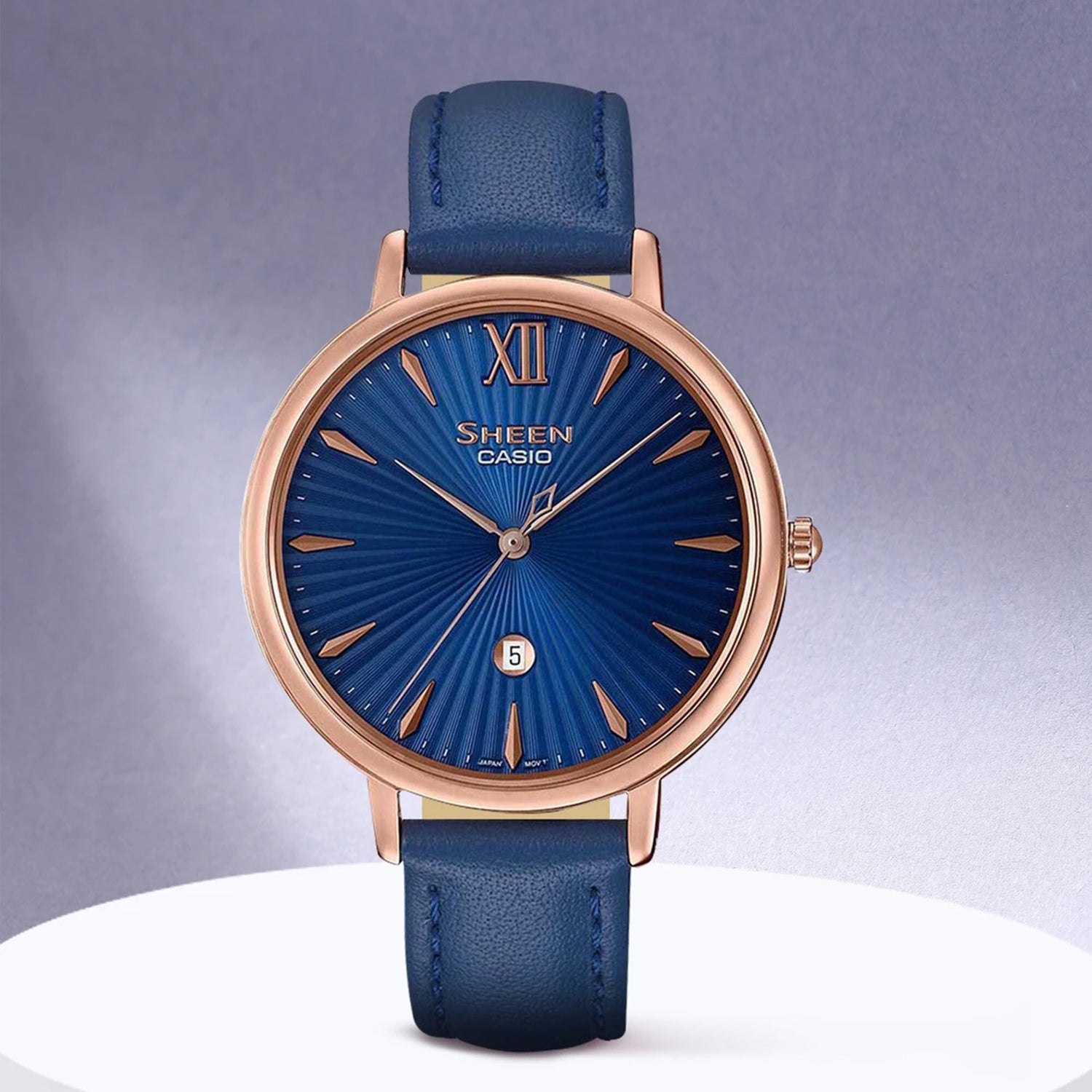 Sheen Women Quartz Blue Dial Analog Leather Watch SH222