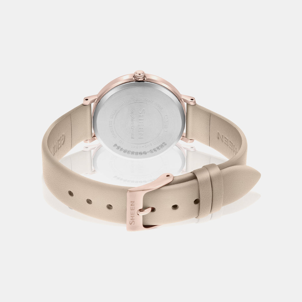 Sheen Women Quartz Pink Dial Chronograph Leather Watch SH233
