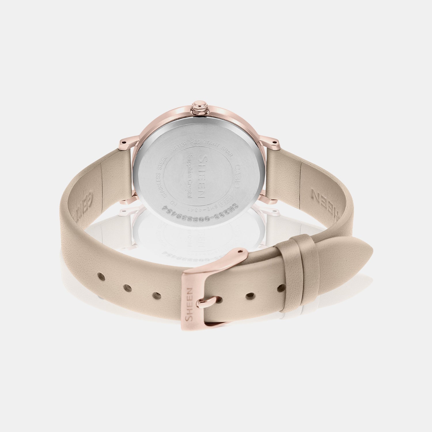 Sheen Women Quartz Pink Dial Chronograph Leather Watch SH233