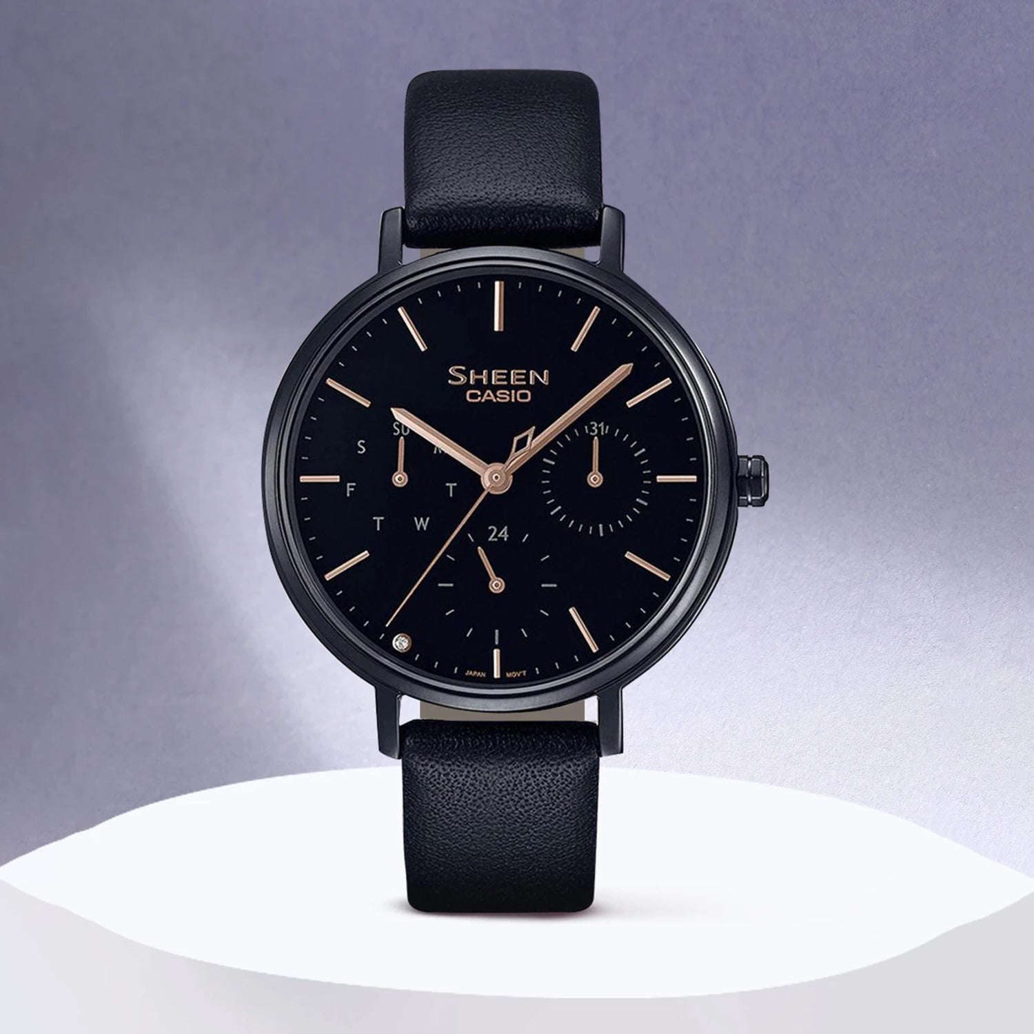 Sheen Women Quartz Black Dial Analog Leather Watch SH234