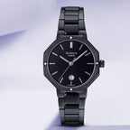 Sheen Women Quartz Black Dial Analog Stainless Steel Watch SH243