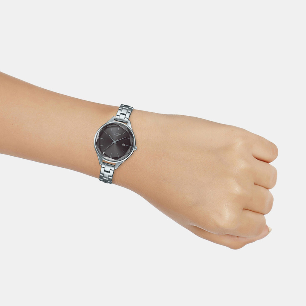 Sheen Women Quartz Black Dial Analog Stainless Steel Watch SH250