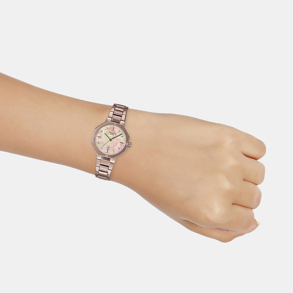 Sheen Women Quartz Pink Dial Analog Stainless Steel Watch SH258