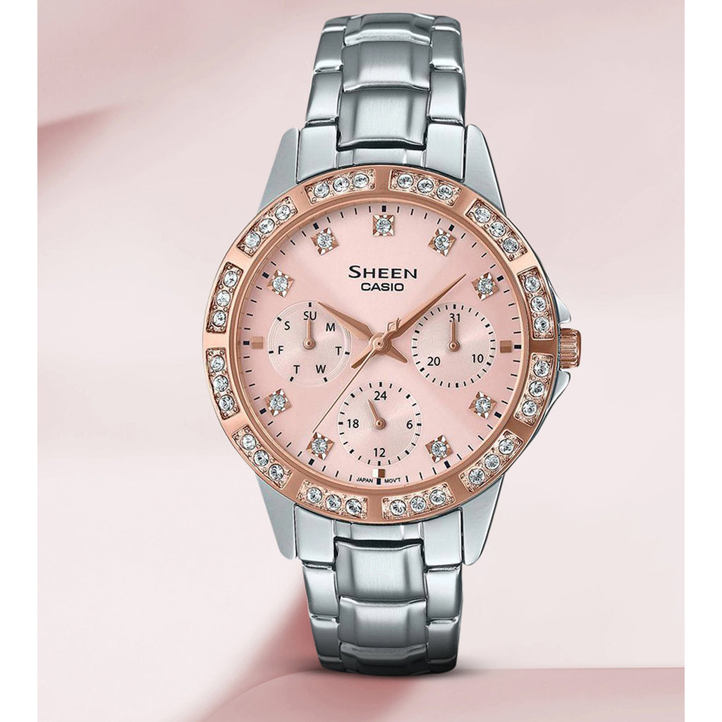 Sheen Women Quartz Pink Dial Chronograph Stainless Steel Watch SH265