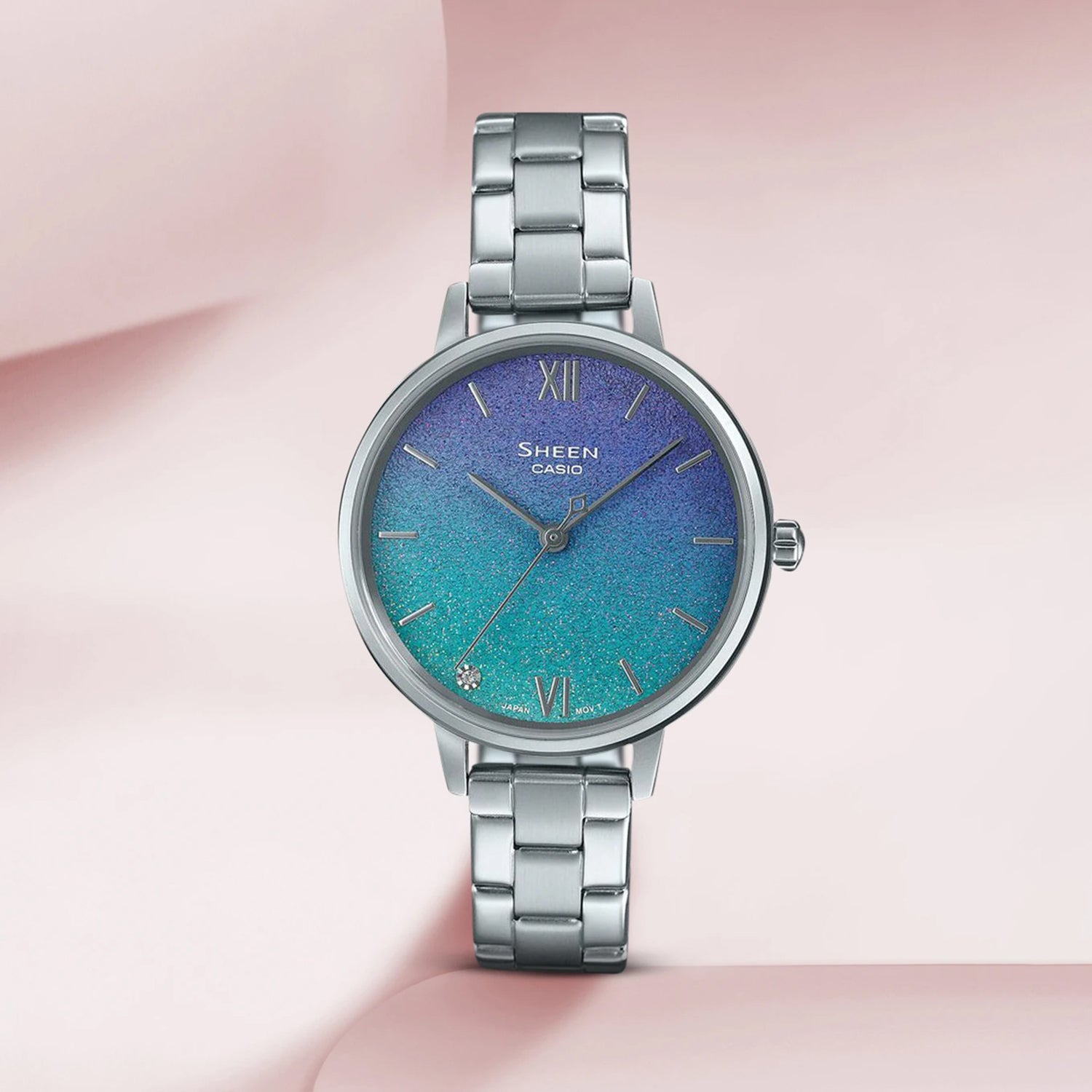 Sheen Women Quartz Blue Dial Analog Stainless Steel Watch SH267