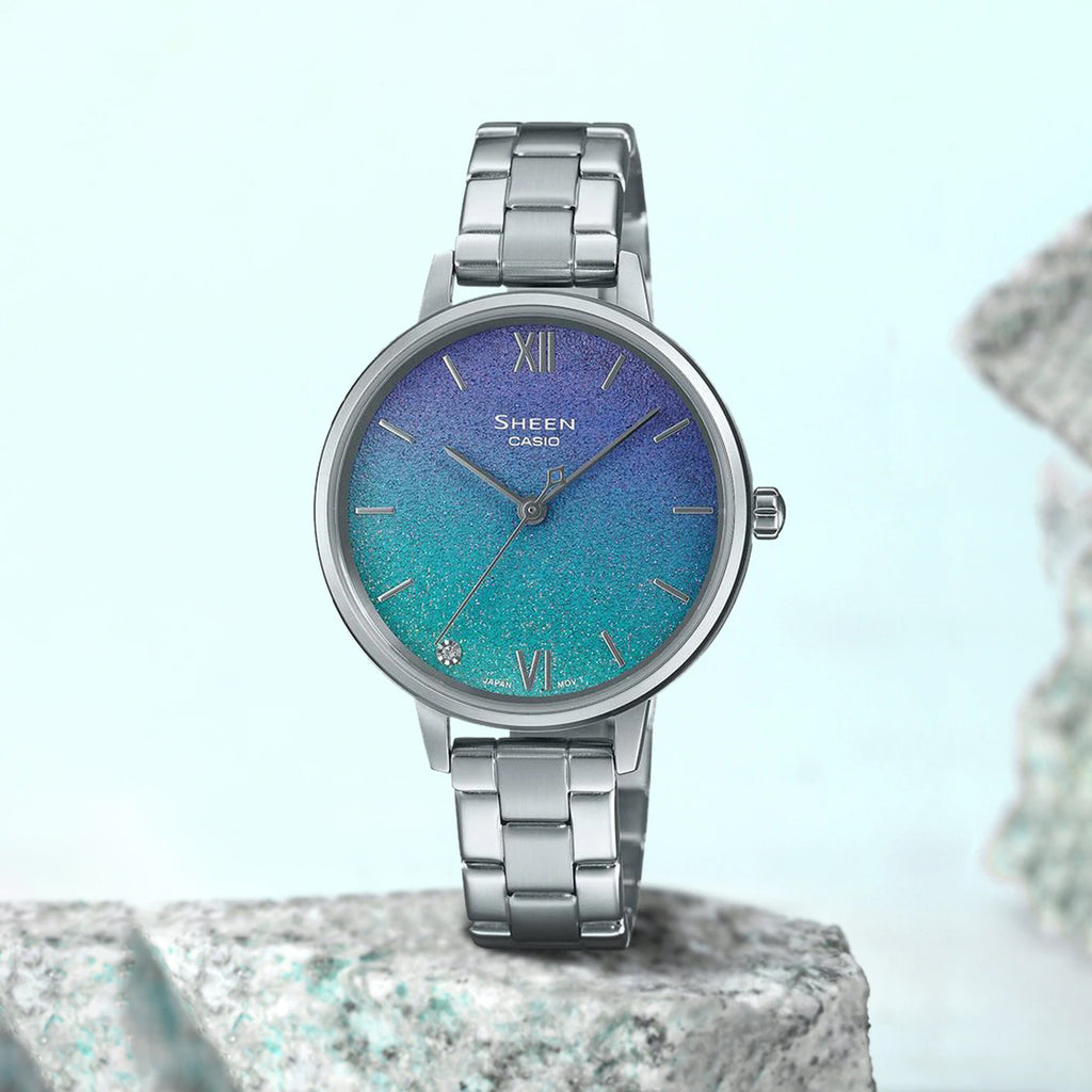Sheen Women Quartz Blue Dial Analog Stainless Steel Watch SH267