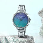 Sheen Women Quartz Blue Dial Analog Stainless Steel Watch SH267