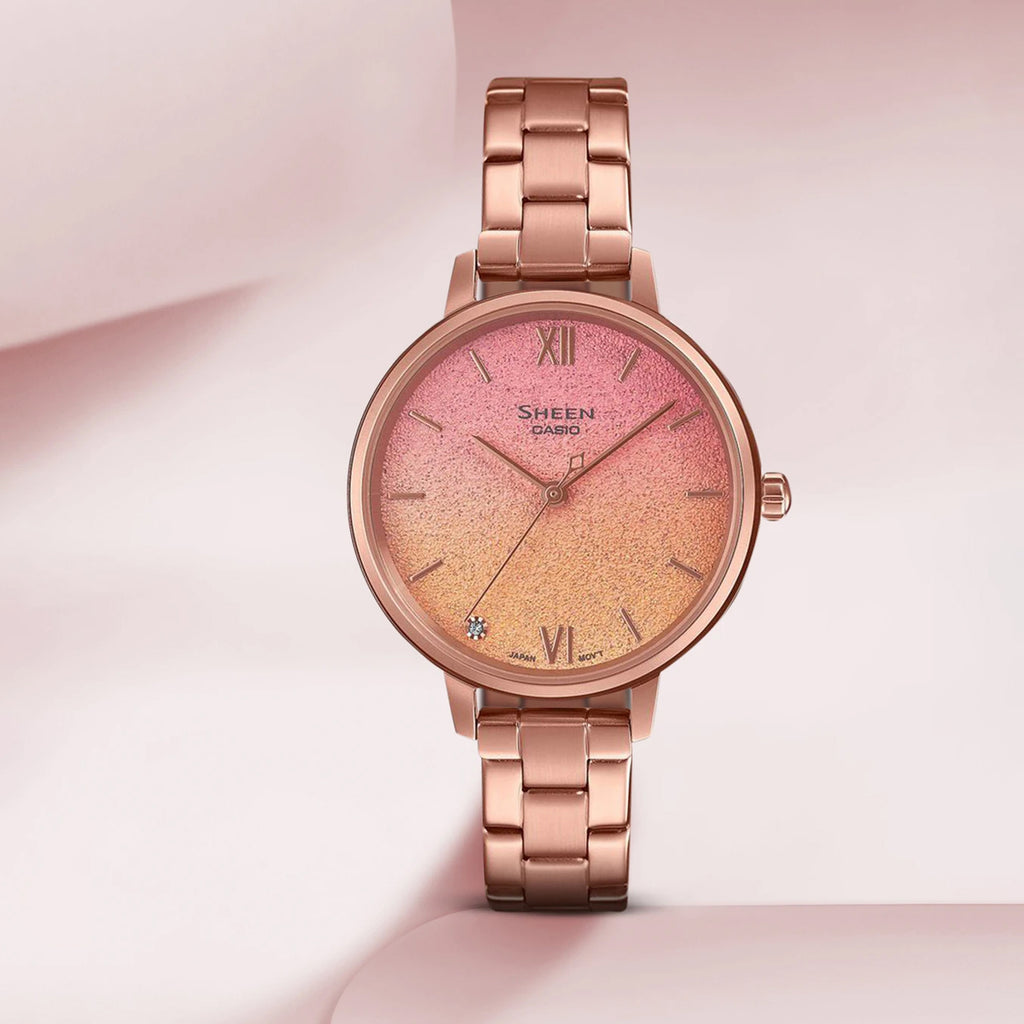 Sheen Women Quartz Pink Dial Analog Stainless Steel Watch SH269