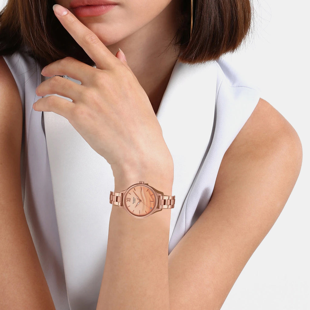Sheen Women Quartz Pink Dial Analog Stainless Steel Watch SH274