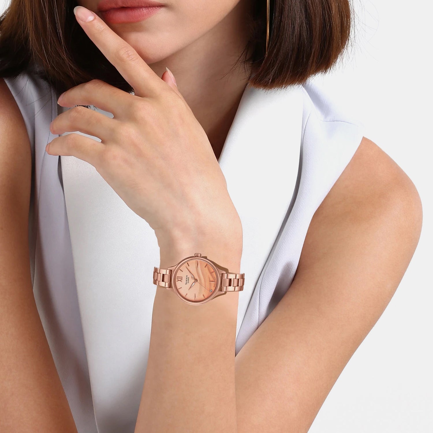Sheen Women Quartz Pink Dial Analog Stainless Steel Watch SH274