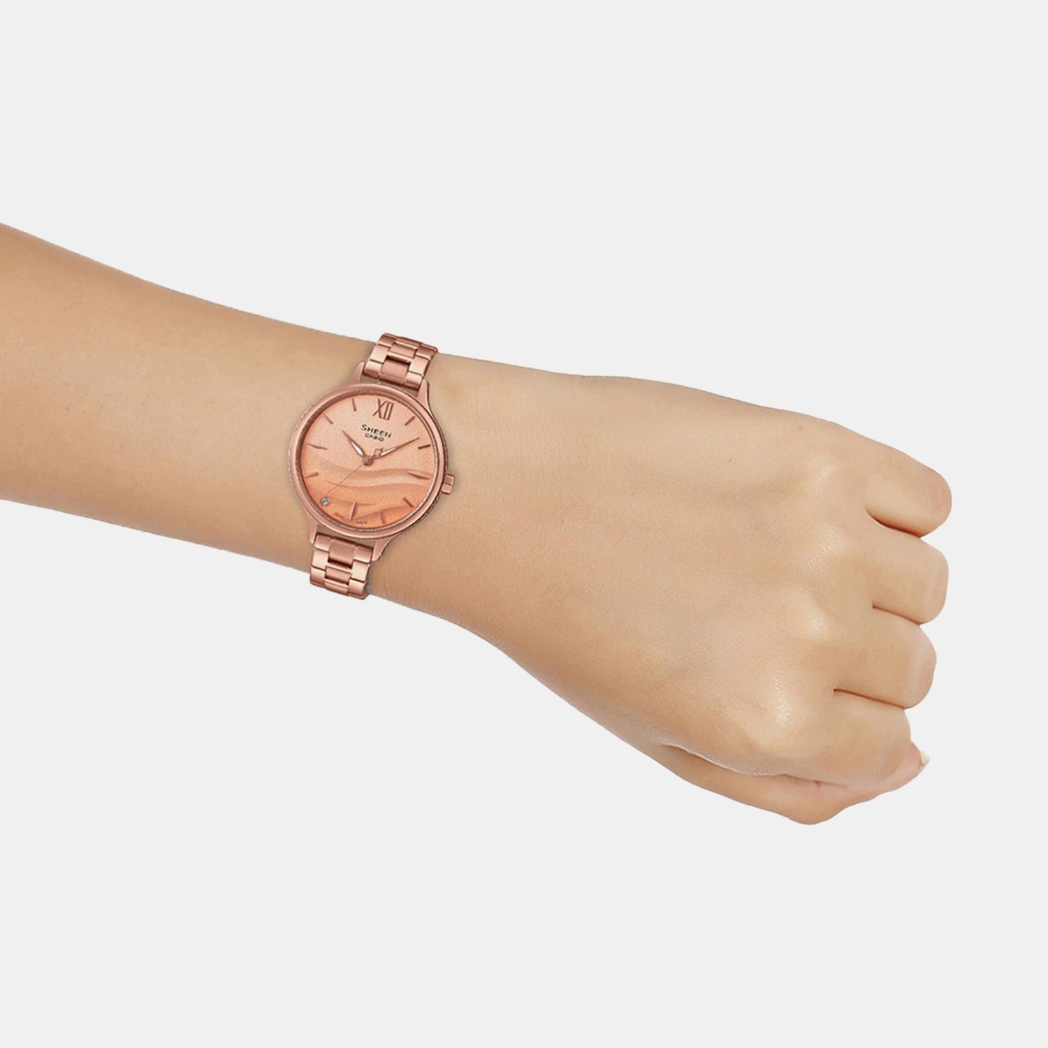 Sheen Women Quartz Pink Dial Analog Stainless Steel Watch SH274
