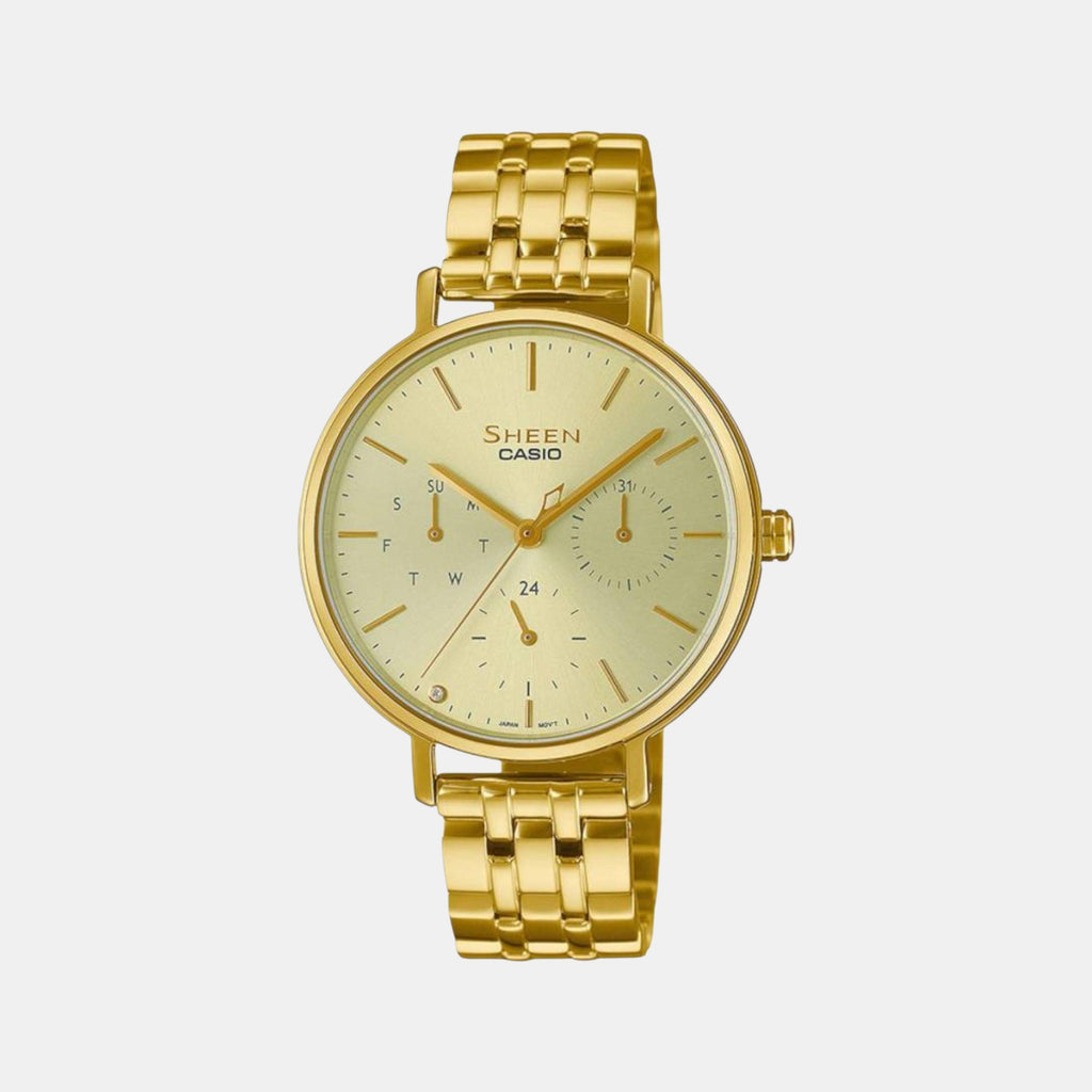 Sheen Women Quartz Gold Dial Multi-Function Stainless Steel Watch SH286