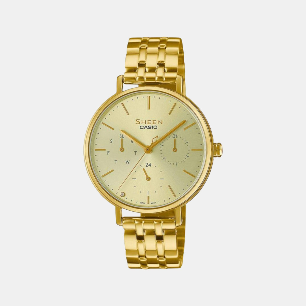 Sheen Women Quartz Gold Dial Multi-Function Stainless Steel Watch SH286