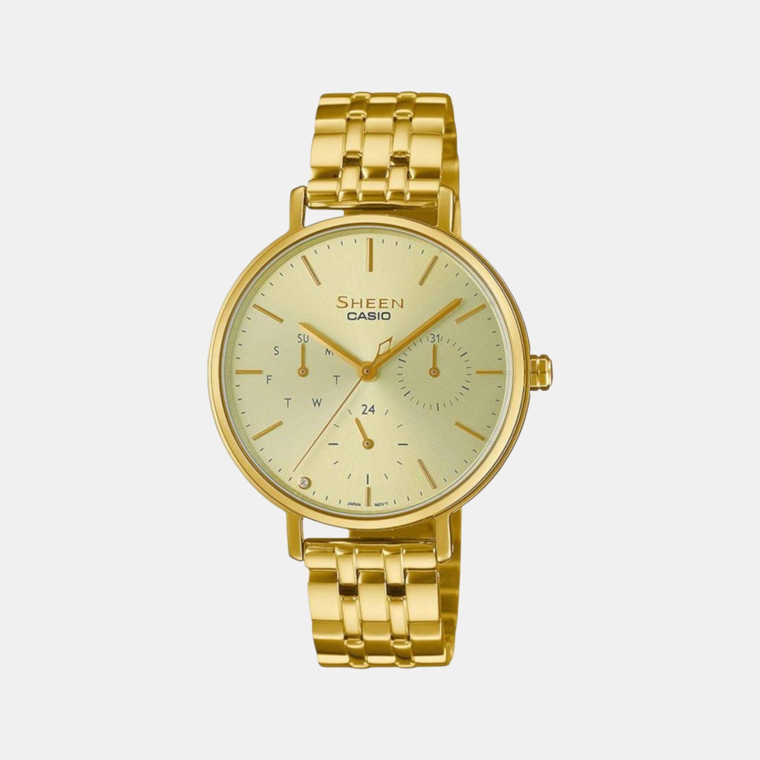Sheen Women Quartz Gold Dial Multi-Function Stainless Steel Watch SH286