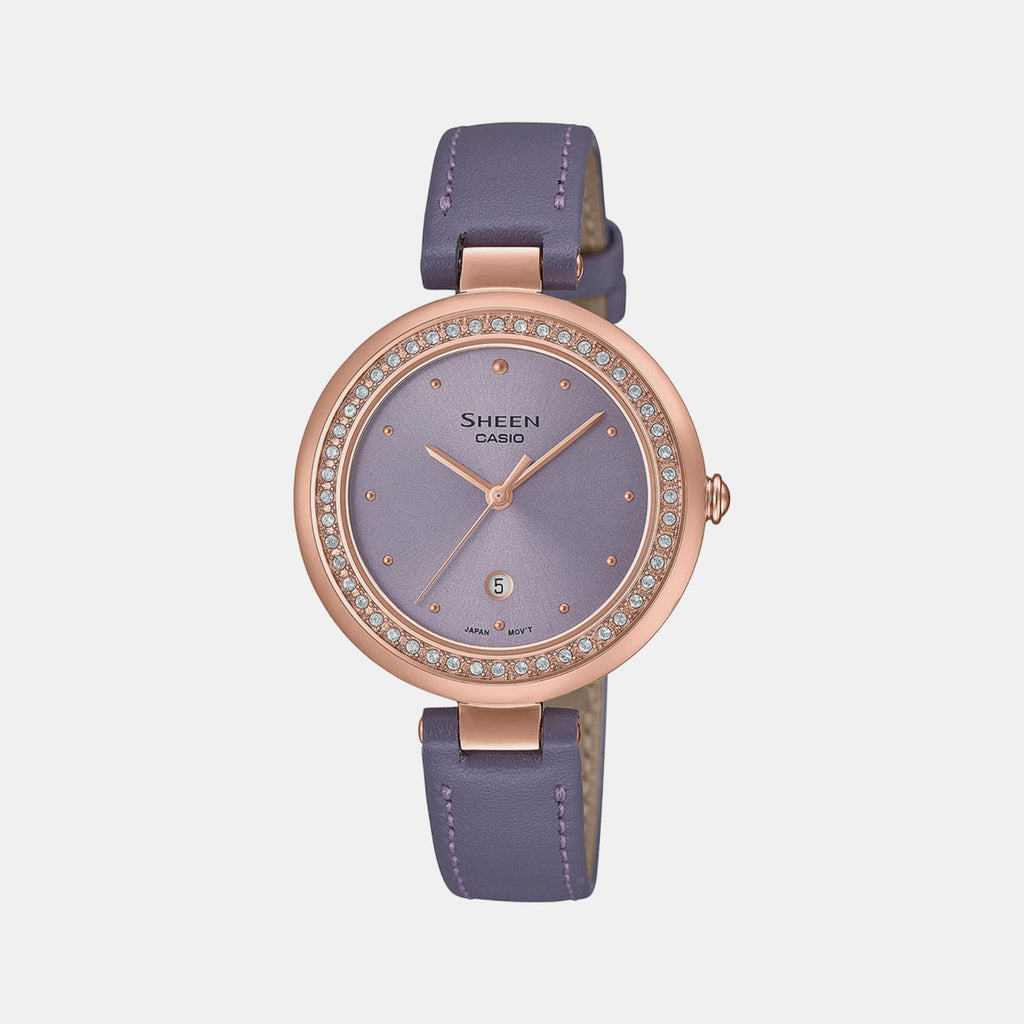 Sheen Women Quartz Purple Dial Analog Leather Watch SH299