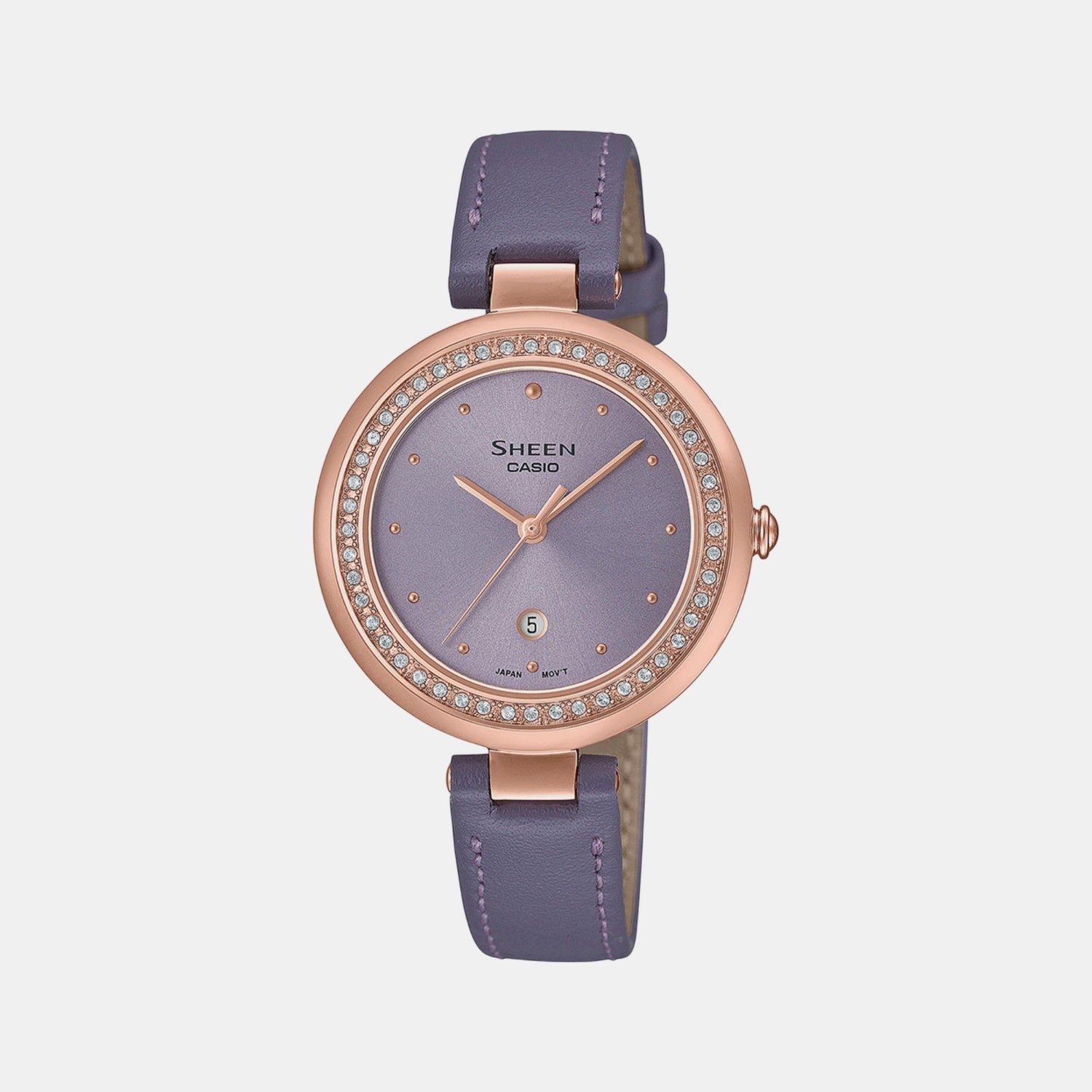 Sheen Women Quartz Purple Dial Analog Leather Watch SH299