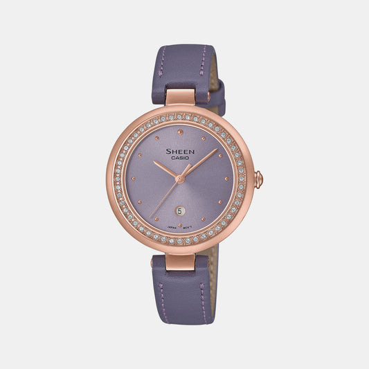 Sheen Women Quartz Purple Dial Analog Leather Watch SH299