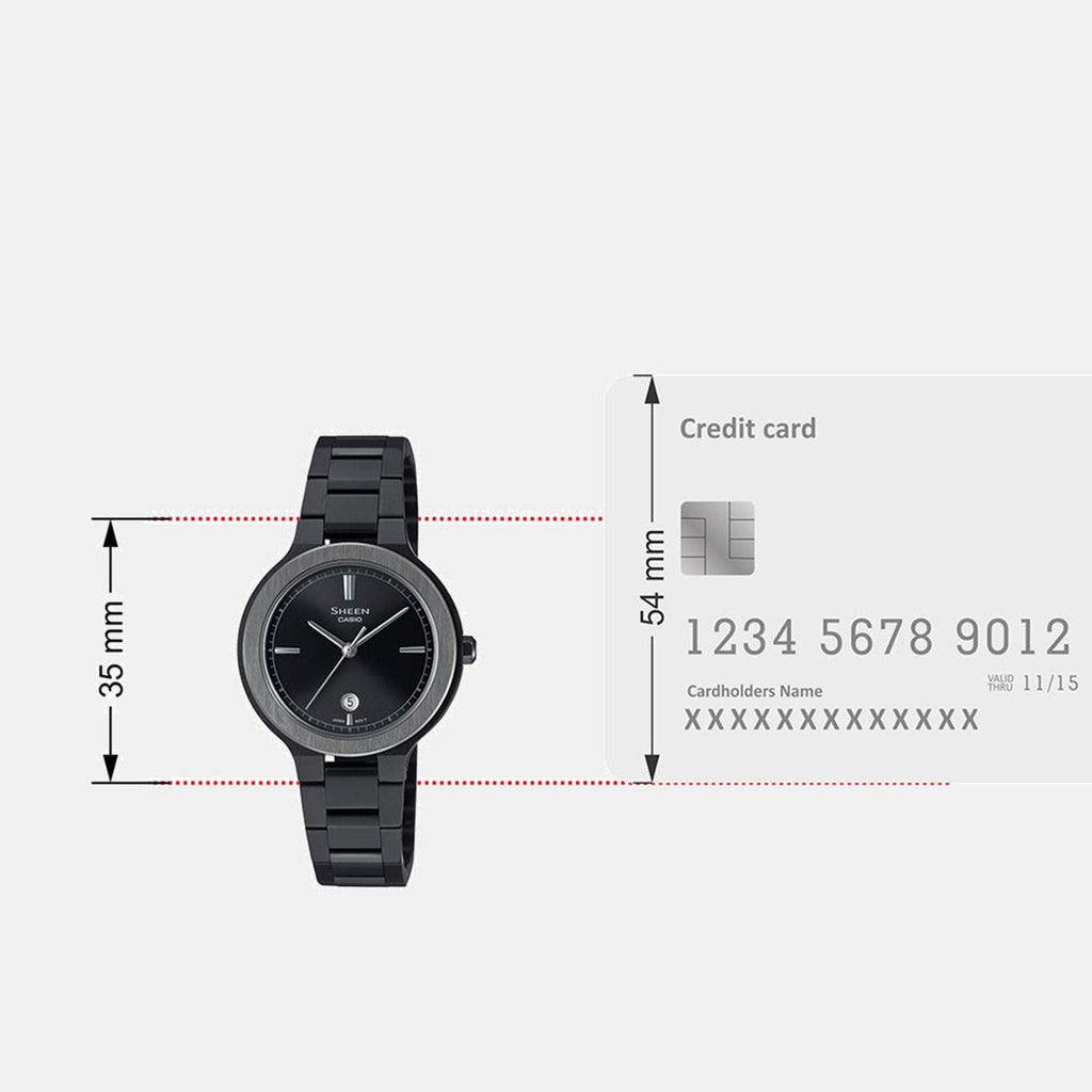 Sheen Women Quartz Black Dial Analog Stainless Steel Watch SH304