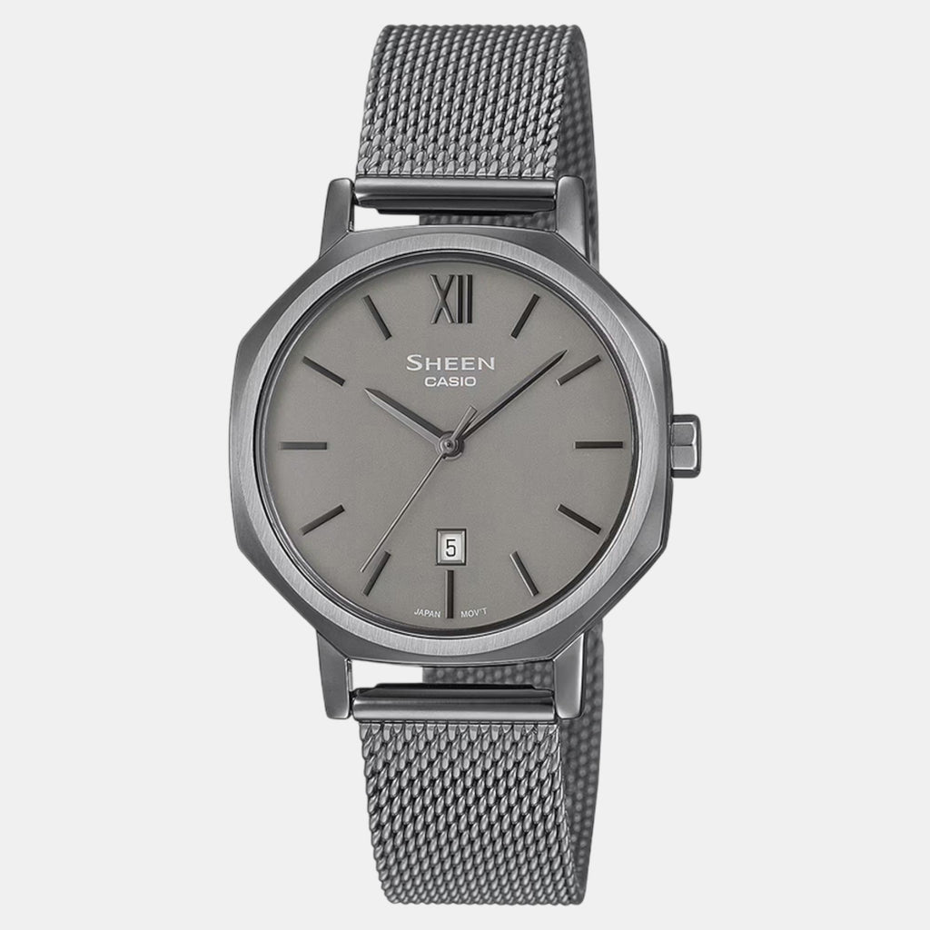 Sheen Women Quartz Grey Dial Analog Mesh Watch SH315