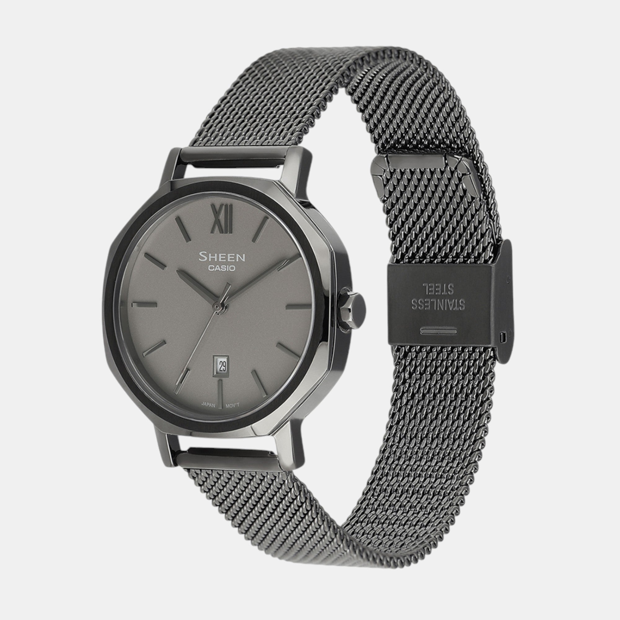 Sheen Women Quartz Grey Dial Analog Mesh Watch SH315