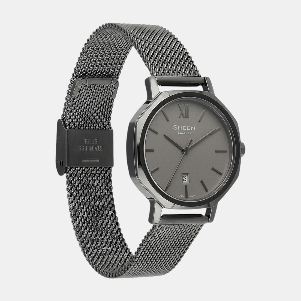 Sheen Women Quartz Grey Dial Analog Mesh Watch SH315